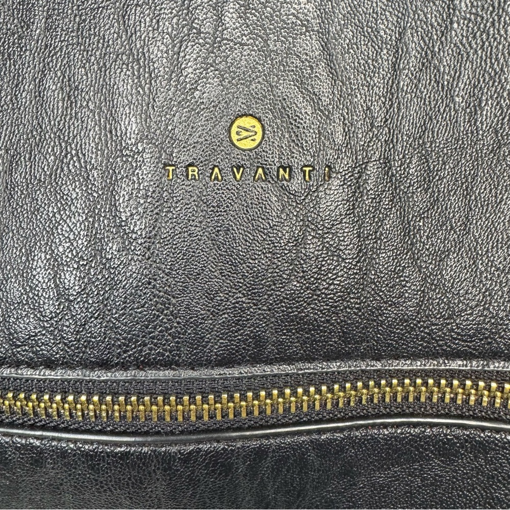 Black Vegan Leather Tote Bag with Red Interior - Picture 5 of 8